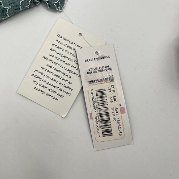 Alex Evenings Seafoam Green Lace Overlay Maxi Dress | Elegant Formal Attire - Picture 6 of 8